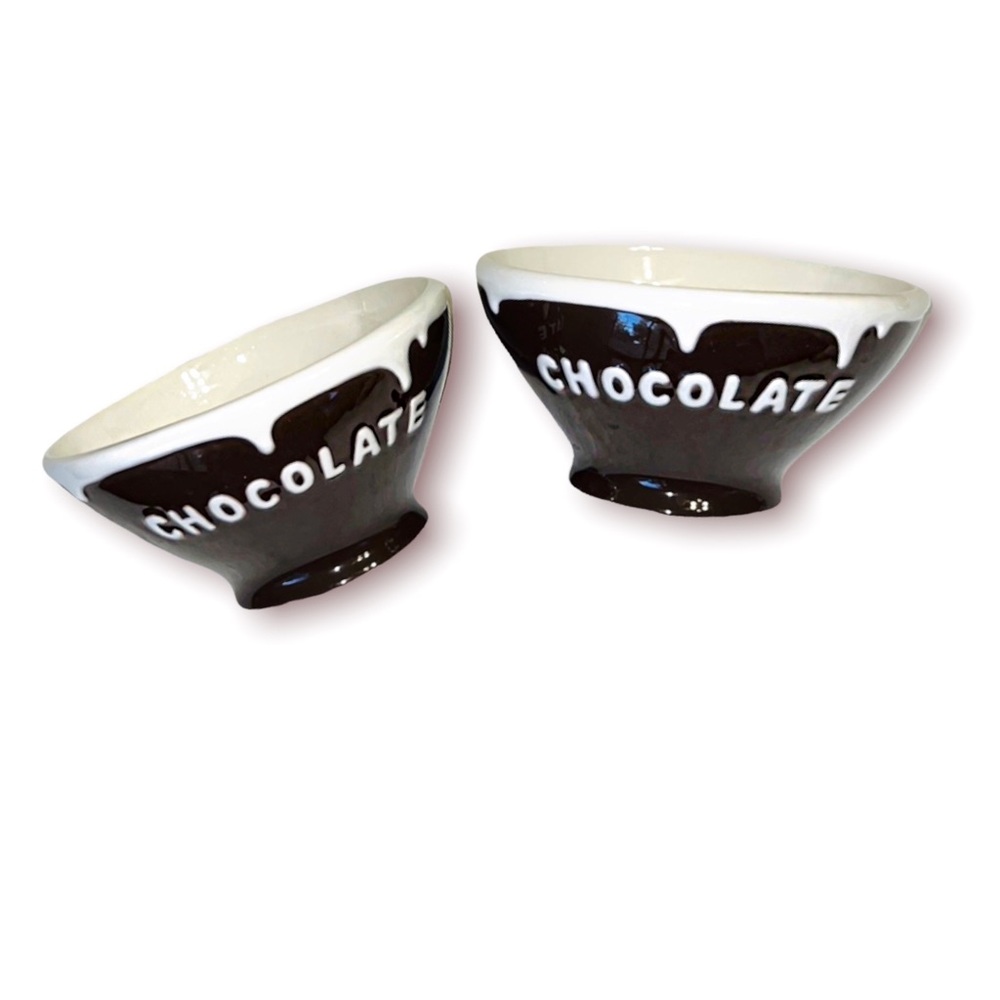 2 Pottery Barn chocolate Dessert BOWLS